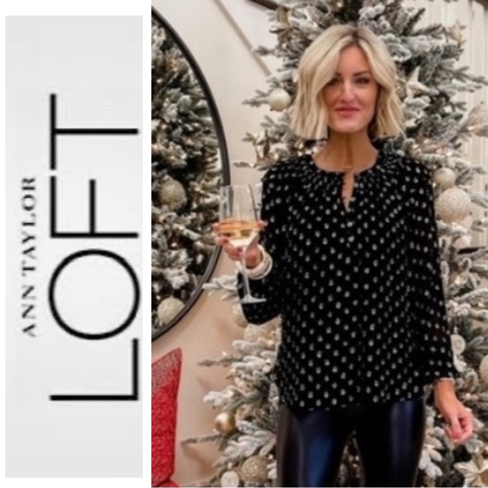 NWT LOFT Shimmer Clip Ruffle Button Blouse Size: S